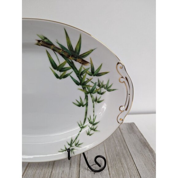 Vintage Hira Tah-Kay Bamboo China Oval Serving Platter 12" - Picture 2 of 5